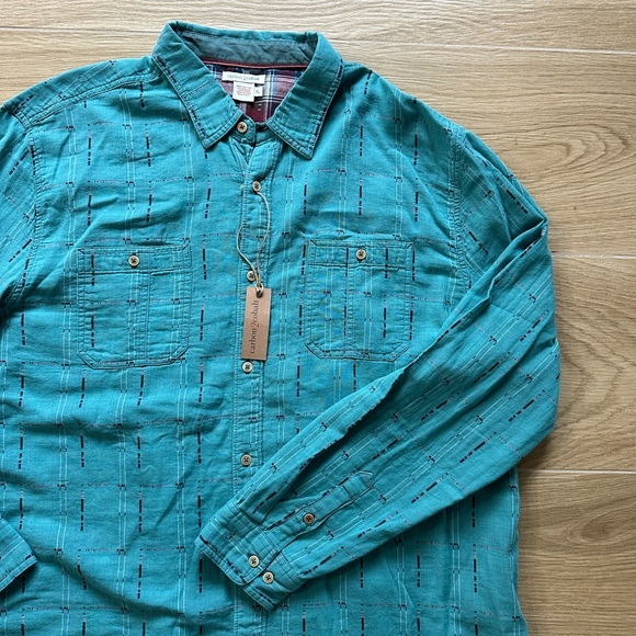 Men's Teal Long Sleeve Shirt Button Down - Picture 2 of 7